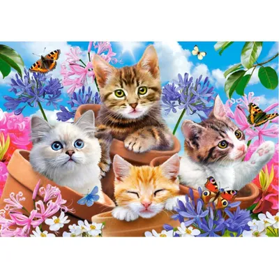 Image de CASTORLAND Puzzle chaton avec fleurs 70 pièces