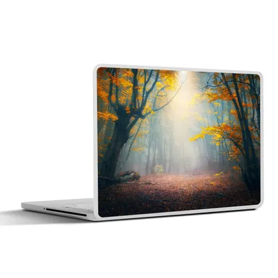 Produktbild von MuchoWow® Laptop Aufkleber Sticker Cover Wald - Nebel - Herbst 30x22 cm - Laptop-Sticker