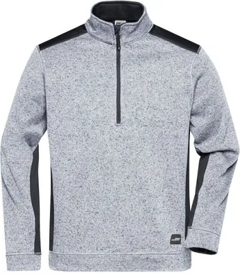 Produktbild von Pflegeleichter Strickfleece Troyer im Materialmix white-melange/carbon, Gr. XS