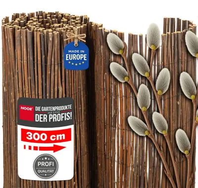 Produktbild von NOOR Weidenmatte DELUXE Natur 200x300 cm - rustikaler Sicht- & Windschutz aus Weide für Garten, Terrasse & Balkon - mit verzinktem Draht