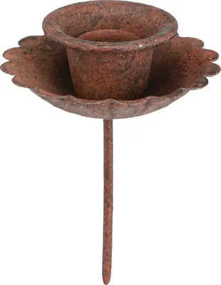 Produktbild von Stabkerzenhalter Rost-Optik Ø8,5cm H4cm, 4 Stück - Nostalgische Vintage-Dekoration Landhausstil für Kerzen