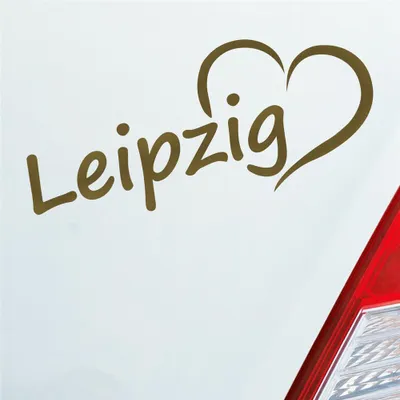 Produktbild von Auto Aufkleber Leipzig Herz Stadt City Liebe Love Heimat 18,5x8 cm Gold Sticker Heckscheibenaufkleber
