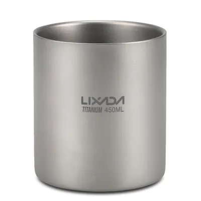 Produktbild von Lixada 450ml Titan doppelwandige isolierte Wasserschale Home Outdoor Camping Wandern Picknick Teetasse Kaffeetasse