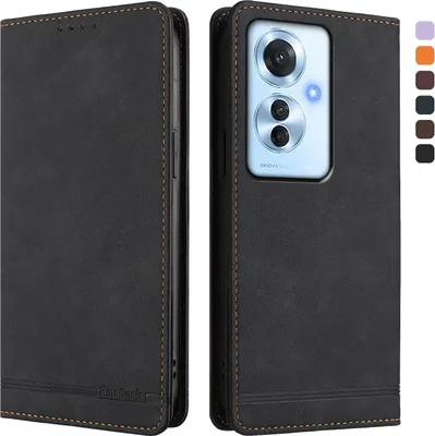 Immagine prodotto di Custodia per Oppo Reno11 F 5G, custodia retro in Finto cuoio flip con supporto e slot per carte Nero