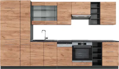 Produktbild von Küchenzeile Vicco Fame-Line Goldkraft Eiche/Anthrazit 355 cm , AP Anthrazit, Model 49299