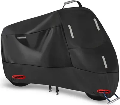 Zdjęcie produktu dla Pokrowiec na motocykl 300D wodoodporny Oxford odblaskowe paski otwór na zamek 245x95x125cm