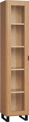 Produktbild von Vitrine Patitas 09, Farbe: Eiche - Abmessungen: 195 x 39 x 40 cm (H x B x T)
