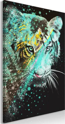 Produktbild von Italienischer Leinwand Leinwandbild - Mint Tiger (1 Part) Vertical 40x60 cm Tiere g-C-0242-b-a