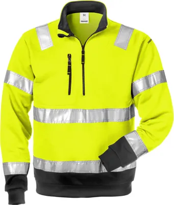 Produktbild von Fristads Warnschutz-Sweatshirt mit halbem Reißverschluss Klasse 3 728 Shv