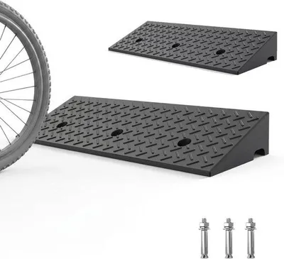 Produktbild von Robuste Schwellenhilfe - Antriebsplatte Gummi - Garage und Antrieb - Rutschschutz - 100x50x13cm - Schwarz