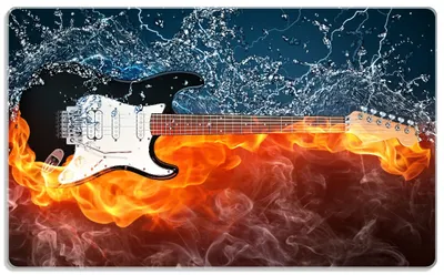 Produktbild von Wallario Frühstücksbrettchen aus Glas, je 14 x 23 cm, mit rutschfesten Füßen, Motiv Feuer-Wasser-Gitarre