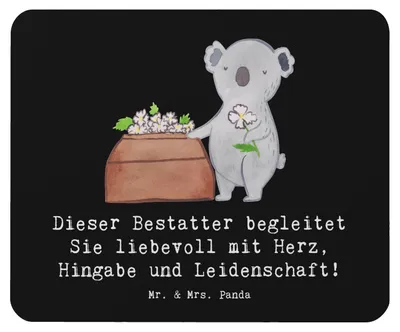 Produktbild von Mr. & Mrs. Panda Mauspad Bestatter Herz - Schwarz - Geschenk, laptop mousepad, computer, Mouse Pad