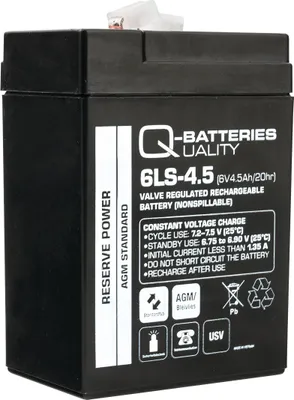 Produktbild von Q-Batteries 6LS-4.5 6V 4,5Ah Blei-Vlies Akku / AGM VRLA