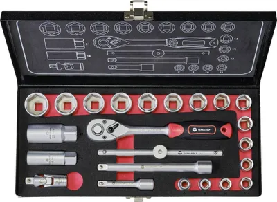 Produktbild von TOOLCRAFT Steckschlüsselsatz metrisch 3/8 (10 mm) 23teilig 826373