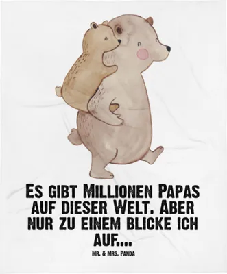 Produktbild von Mr. & Mrs. Panda Babydecke Papa Bär - Weiß - Geschenk, Vatertag, Geburtstag, Schlummerdecke, Vater, Kinderdecke, Erstlingsdecke, Fleecedecke, Sohn, Muttertag, Plaid