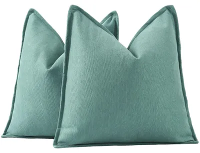 Immagine prodotto di Coperte per cuscini in tessuto chenille, colore azzurro, 65x65 cm, set da 2