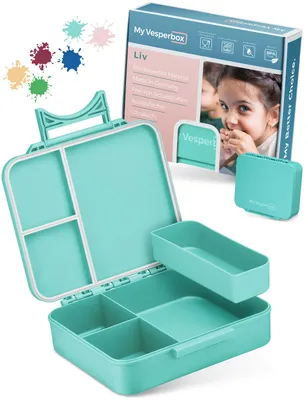 Produktbild von My Vesperbox® Brotdose für Kinder mit Fächern Liv [ GERMANY] - Lunchbox mit Trennfächern - Bento Box - Jausenbox - Brotzeitbox für Schule & Kindergarten - Vesperdose für Jungen & Mädchen