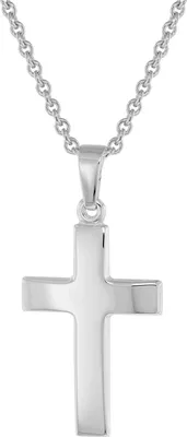 Produktbild von trendor 75966 Kreuz-Anhänger 21 mm Weißgold 333 (8 Karat) mit Silberkette, 45 cm
