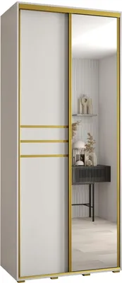 Produktbild von MEBLE KRYSPOL Davos 11 Schrank, zwei Türen - 235,2x110x45 cm - Weiß Weiß Gold