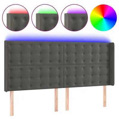 Produktbild von vidaXL LED Kopfteil Dunkelgrau 203x16x118/128 cm Samt