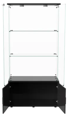Produktbild von LED-Glasvitrine - Vitrinenschrank - 78,5×35×164 cm - 3 Einlegeböden - Doppeltüren - Modernes Design - Schwarz (Pat Light)