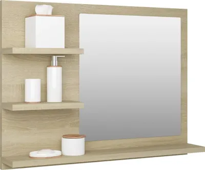 Produktbild von " "Badspiegel Modernes Design - Wandspiegel/Hängeschrank - Sonoma-Eiche 60x10,5x45 cm Holzwerkstoff NeuMöbel 8485332