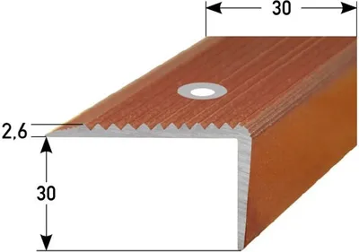 Produktbild von Treppenkante / Treppenkantenprofil / Winkelprofil (Größe 30 mm x 30 mm) aus Aluminium, mit abriebfester Spezialemaillierung, gebohrt, von Auer Metall-silbermetallic-1000