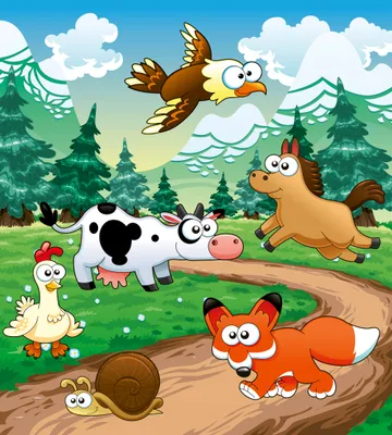 Produktbild von Fototapete - Animals and Forest 225x250cm - Vliestapete