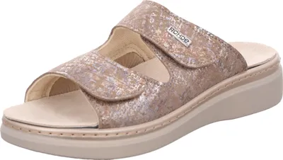 Produktbild von Rohde Damen Pantolette Leder Klettverschluss Muster Wechselfußbett Abano 5224, Größe:38 EU, Farbe:Braun