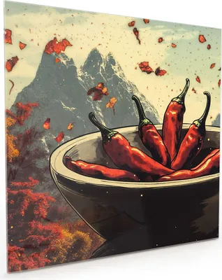 Produktbild von Küchenrückwand Spritzschutz Glas mit Motiv Frische Chilischoten 40 x 40 cm