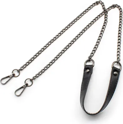 Produktbild von Taschenhenkel mit Karabiner, TIANLIN 120cm Schwarzer Taschenhenkel, Taschenkette mit Leder, Schultergurt für Taschen Schwarz, Geeignet für Umhängetaschen, Handtaschen