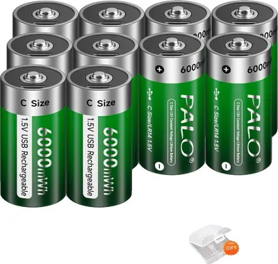 Immagine prodotto di Batteria al litio, capacità 15000mWh, ricarica rapida, 10 pezzi di dimensioni C