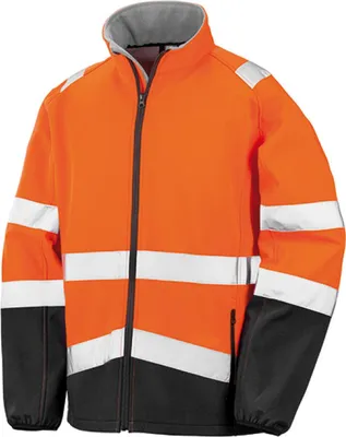 Produktbild von Result R450X | Herren Safety Softshell Jacke - Farbe: Fluorescent Orange/Black - Größe: XXL