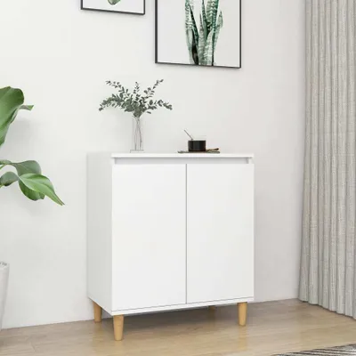 Immagine prodotto di vidaXL Credenza con gambe in legno massiccio Bianco 60x35x70 cm Materiale a base di legno