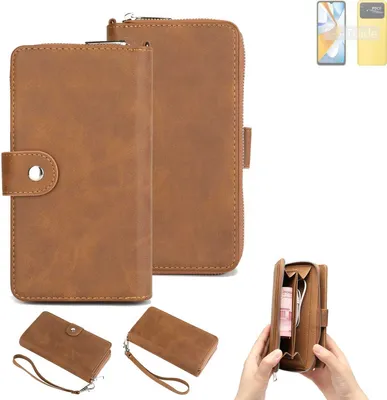 Produktbild von K-S-Trade Handyhülle Schutzhülle kompatibel mit Xiaomi Poco C40 & Portemonnee Tasche Handytasche Case Etui Geldbörse Wallet braun (1x)
