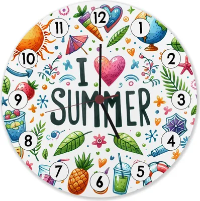 Produktbild von Sommer Wanduhr aus Alu mit Spruch I love summer