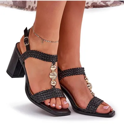 Produktbild von Damen Sandalen Mit Absatz Und Dekoration In Schwarz Annaviel 36