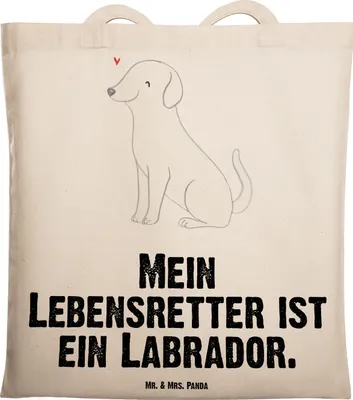 Produktbild von Mr. & Mrs. Panda Tote Bag Labrador Lebensretter - Transparent - Geschenk, Tragetasche, Laptoptasche, Tasche, Jutebeutel, Jutetasche