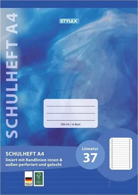 Produktbild von Stylex 29837 Schulheft, Lineatur 37, DIN A4, 16 Blatt