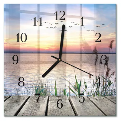 Produktbild von Tulup Glasuhr Wanduhr Küchenuhr Echt-Glas 30x30 cm Modern Dekorativ Geräuschlos Schwarzen Zeigern - See