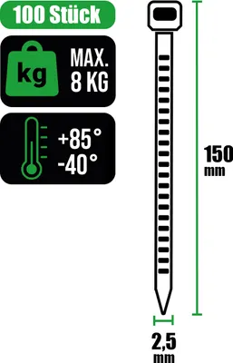 Produktbild von Kabelbinder 2,5 x 150 mm in weiß