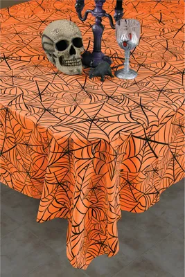 Produktbild von Halloween Spinnweben Tischdecke Orange-Schwarz