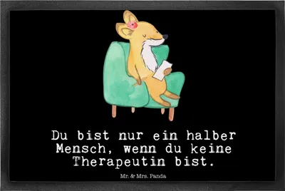 Produktbild von Mr. & Mrs. Panda Schmutzmatte Therapeutin Herz 40 x 60 cm - Schwarz - Geschenk, Schmutzfangmatte, Bodenvorleger, Fussmatte, fußmatte, abstreifer, Eingangsteppich