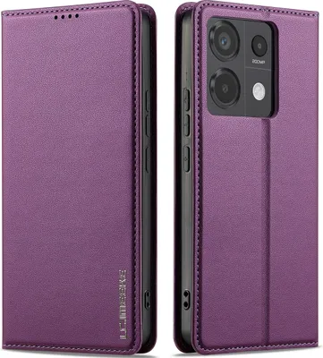 Image de Etui magnétique en cuir pour Xiaomi Redmi Note 13 5G, avec fente pour carte et fonction stand Violet
