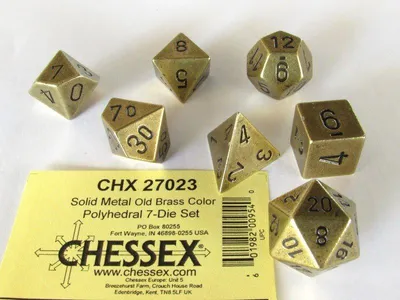 Obrázok produktu pre Sada kovových kociek Chessex – polyedrické, staromedené, 7 ks