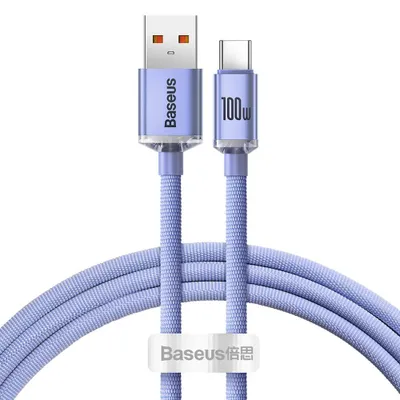 Zdjęcie produktu dla Kabel Baseus Crystal Shine USB-A - USB-C 1,2 m 100W fioletowy