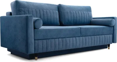 Produktbild von Schlafsofa, Sofa mit Schlaffunktion und Bettkasten Couch für Wohnzimmer Sofagarnitur Wohnlandschaft mit Bettfunktion Polstersofa - 213x83x102 NANCY (Dunkelblau - Cloud 74)