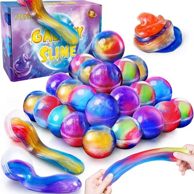 Produktbild von Galaxy-Schleim-Set – 24 Schleimkugeln für Kinder – Dehnbar und nicht klebrig