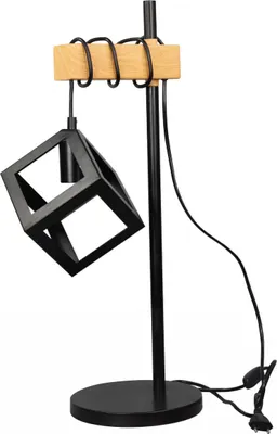 Zdjęcie produktu dla Lampa stołowa SWEDEN czarna-jasne drewno 1xE27x20W metal wym:64x18,5x27cm IP20 Polux