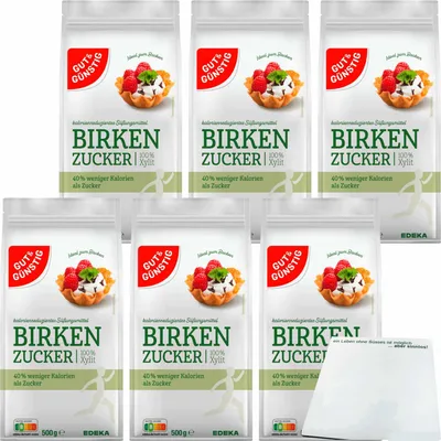 Produktbild von Gut & Günstig Birkenzucker 6er Pack (6x500g Packung) + usy Block